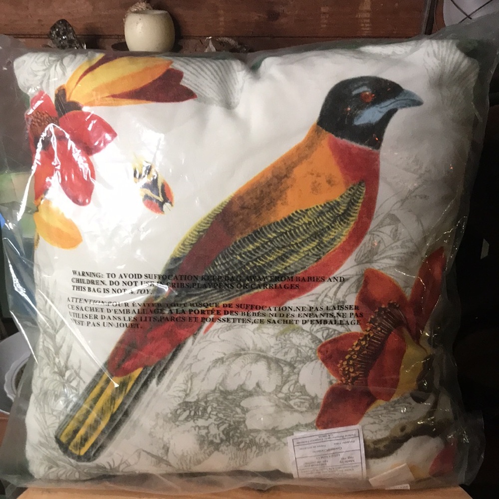 Pottery Barn Alaina Bird Large 20x20 Indoor/Outdoor Pillow with Florals … - Picture 3 of 15